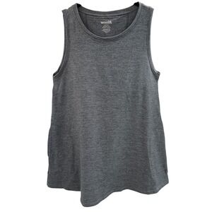 wool& Tunic Top Women L Grey Merino Wool Sleeveless Pockets Minimalist Travel